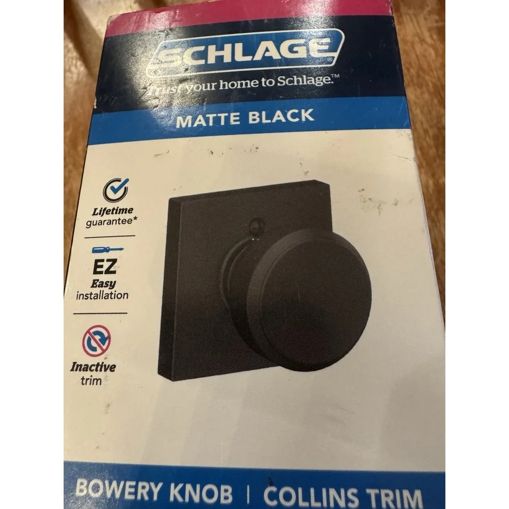 Schlage Matte Black Non Turning Bowery Knob Collin's‎ Trim